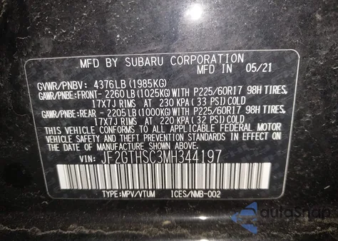 2021 Subaru Crosstrek Sport from USA, damaged, VIN JF2GTHSC3MH344197